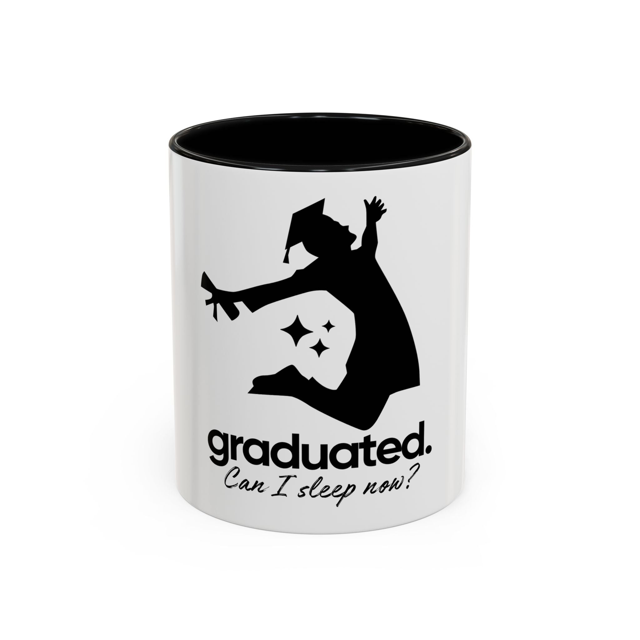 Graduation Coffee Mug — "graduated. Can I sleep now?" Accent Mug