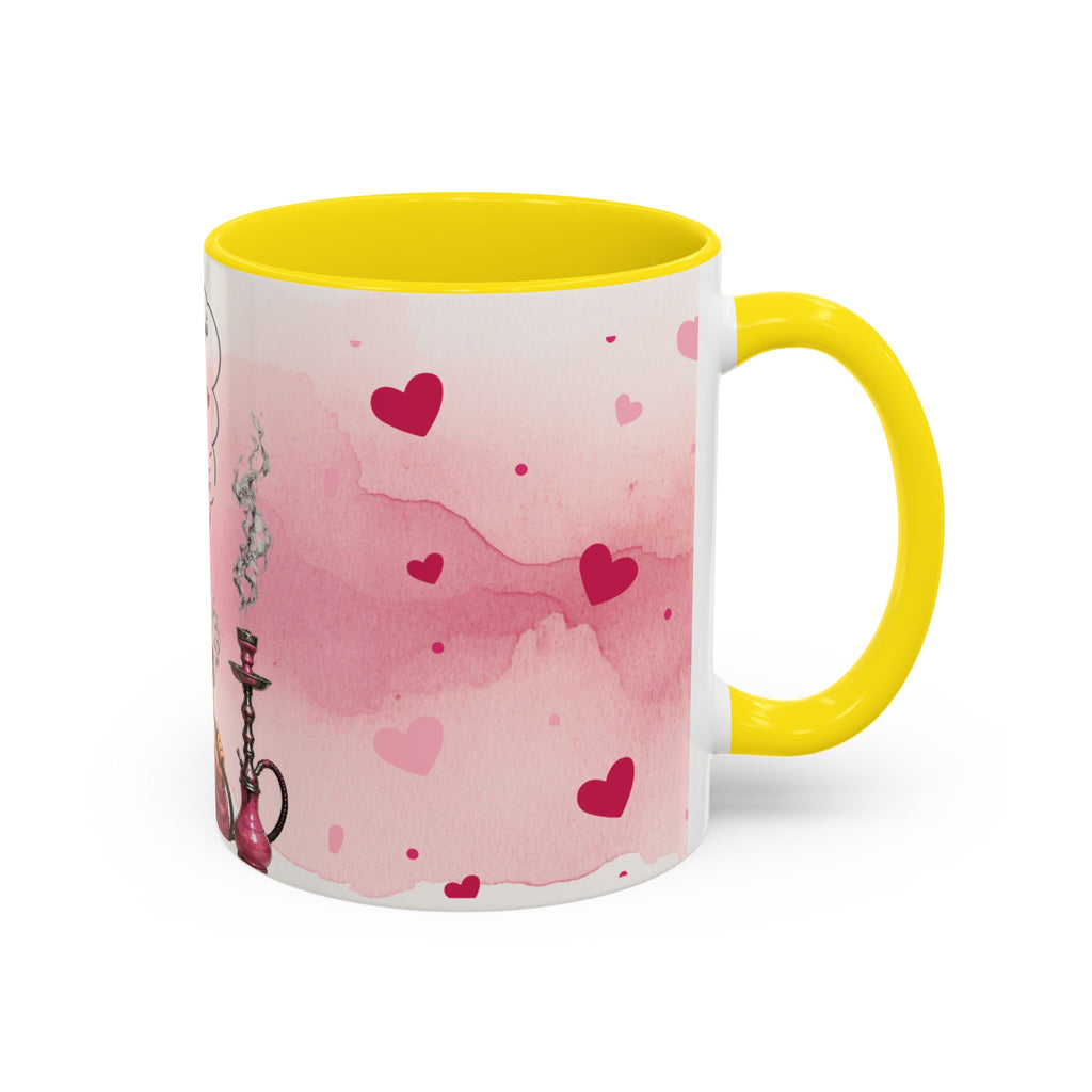 Accent Coffee Mug - Cute Pink Shisha Girl with Arabic Quote Hookah mug