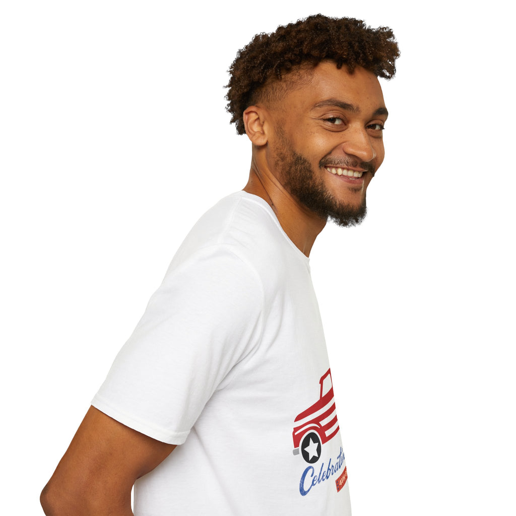 4th of July Truck T-Shirt – "Celebrating Freedom" Patriotic Fireworks Tee