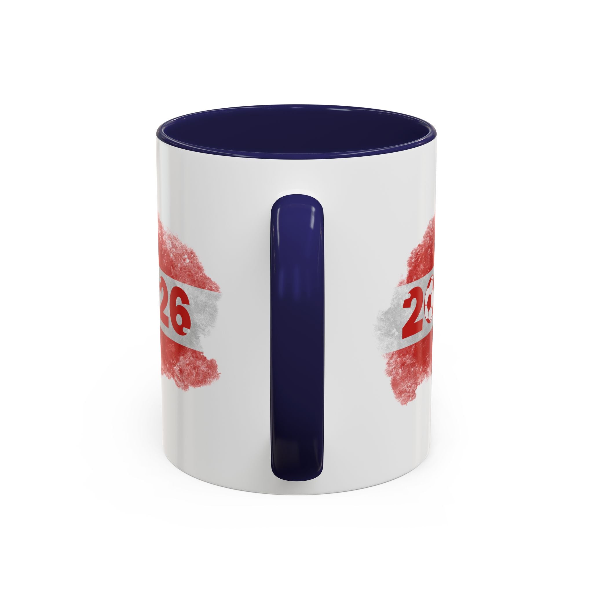 Austria 2026 Soccer Cup Accent Coffee Mug — Red Flag & Trophy Design (11/15oz)