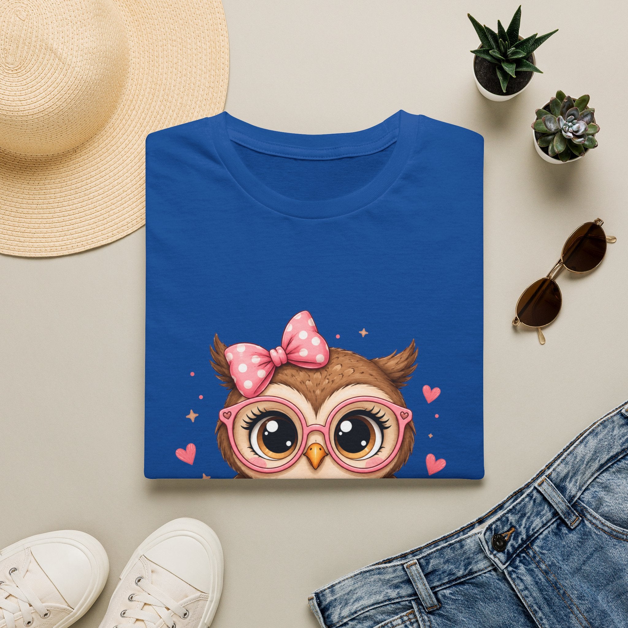 Cute Owl Tee — Whimsical Pink Bow Owl Graphic T-Shirt
