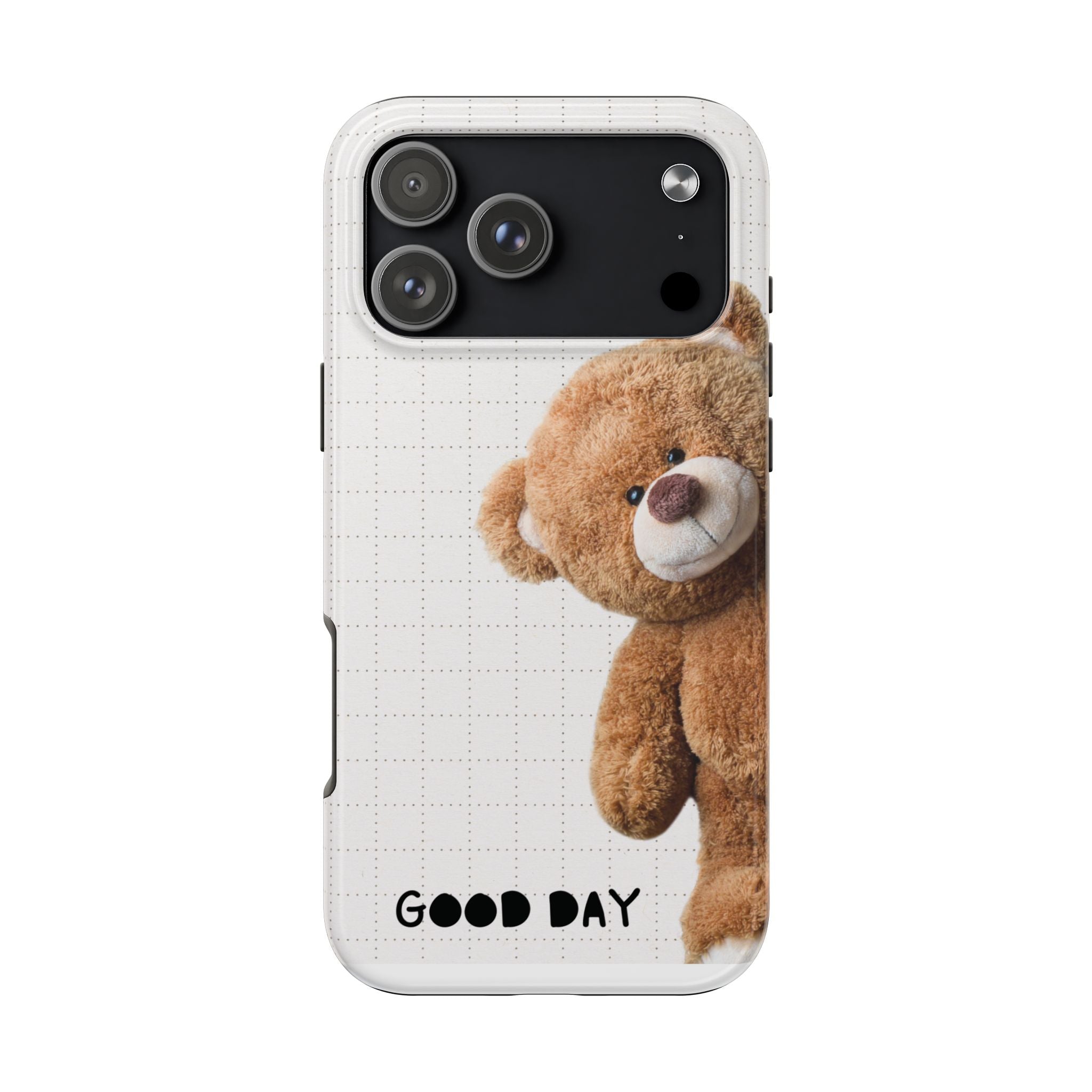 Teddy Bear Tough Phone Case — Cute Plush Peeking Design, Protective Shockproof Cover