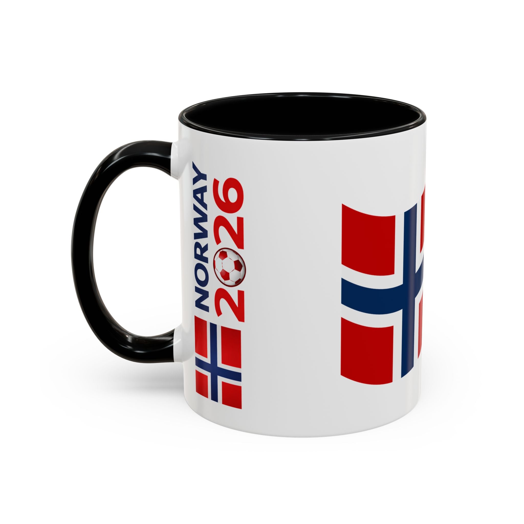 Norway Flag Accent Coffee Mug – Norway 2026 Soccer Fan Ceramic Mug (11/15oz)