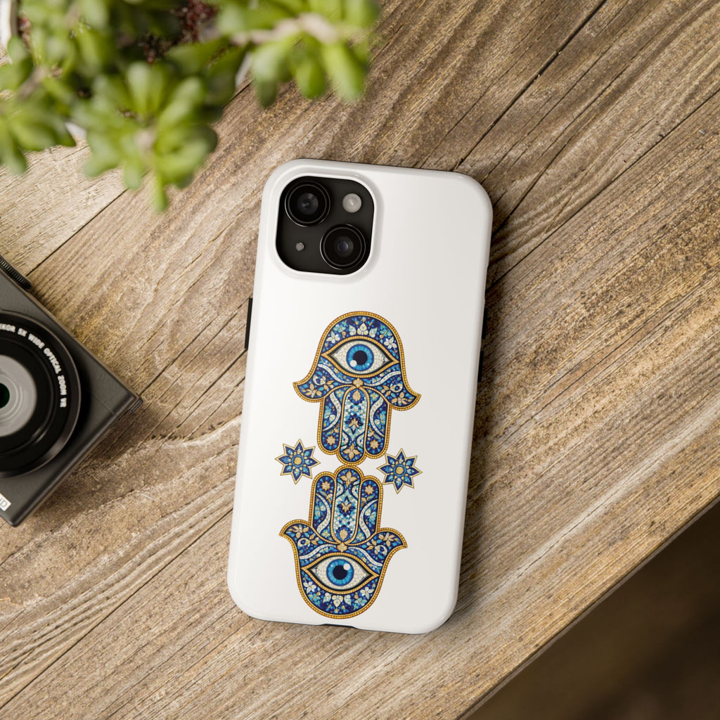 Hamsa Eye Tough Phone Case — Blue Mosaic Protective Phone Cover