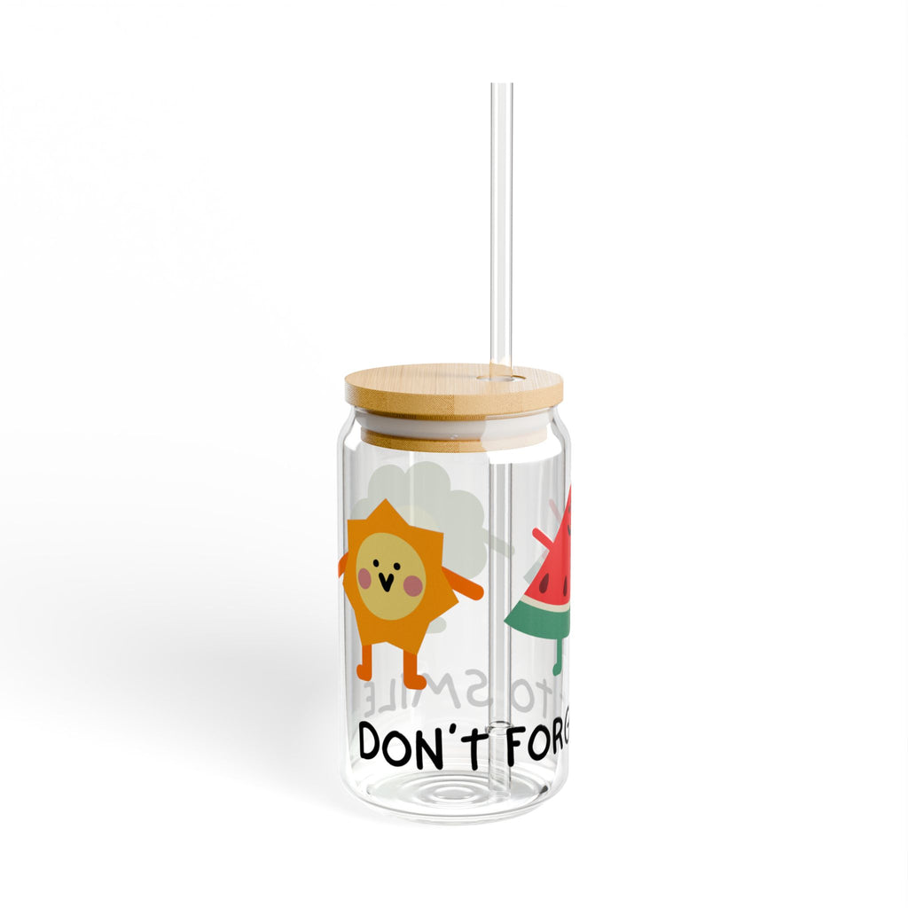 16oz Sipper Glass – Cute Water Tracker with 'Don't Forget to Sip' Design