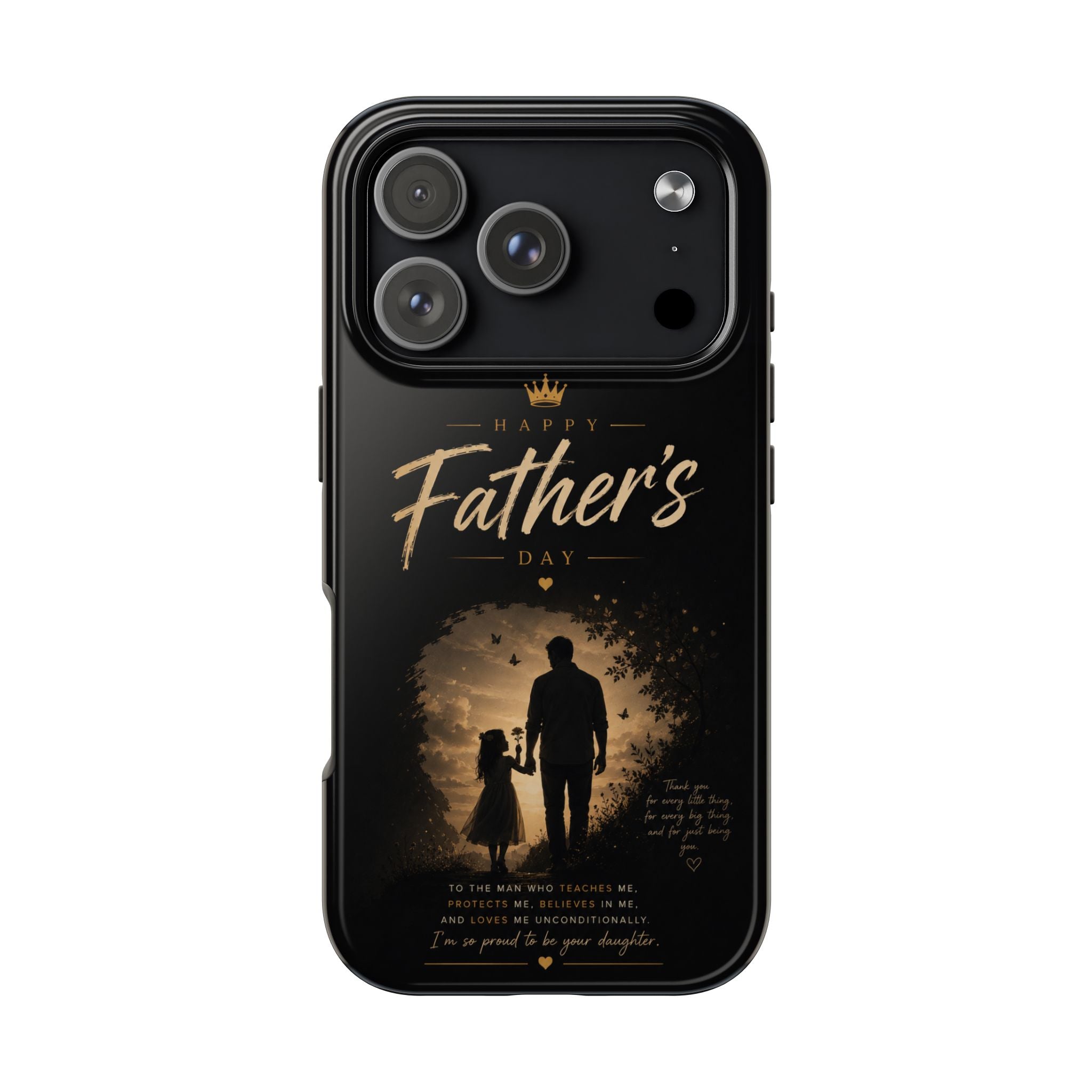 Father's Day Tough Phone Case — 'Happy Father's Day' Silhouette Design