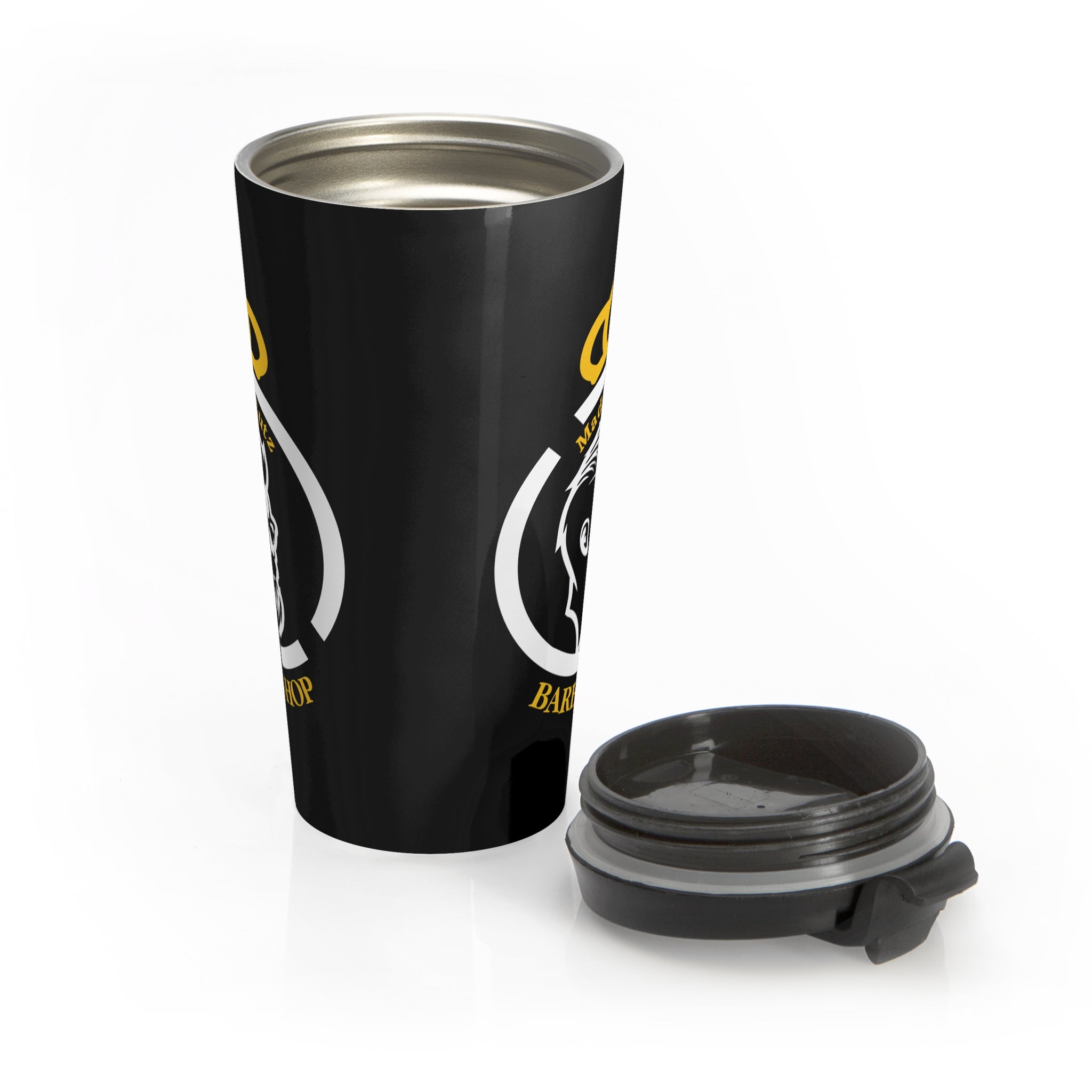 Madrid Cutz  Skull Stainless Steel Travel Mug — Black Insulated Coffee Tumbler for Barbers