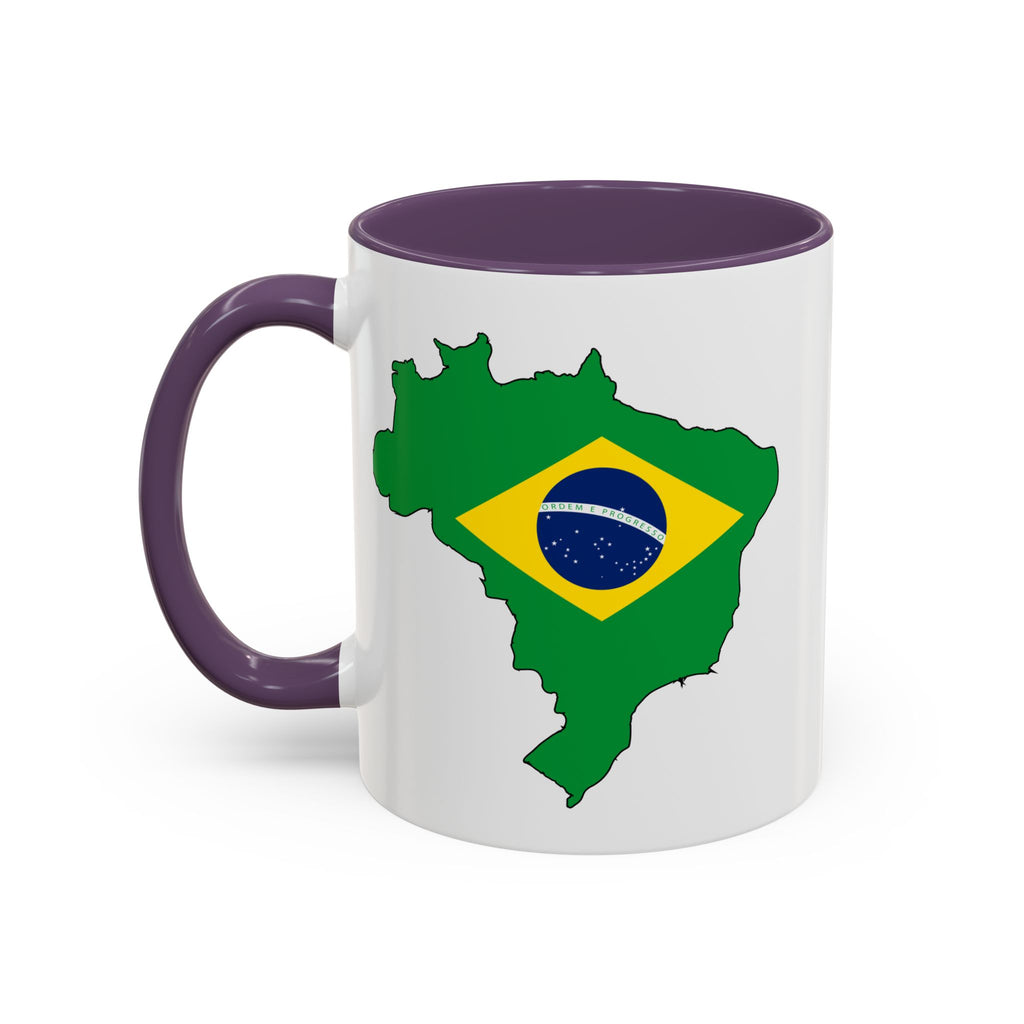 Brazil Map Coffee Mug — Brazilian Flag Accent 11/15oz