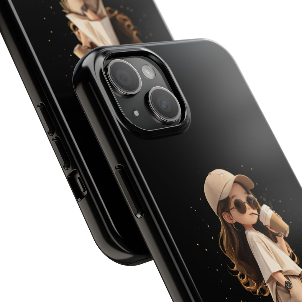 Phone Case — 'Running on Coffee' Cute Coffee Girl Protective Case