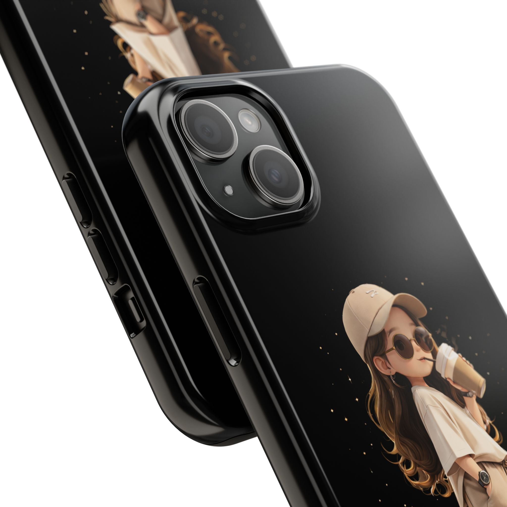 Phone Case — 'Running on Coffee' Cute Coffee Girl Protective Case