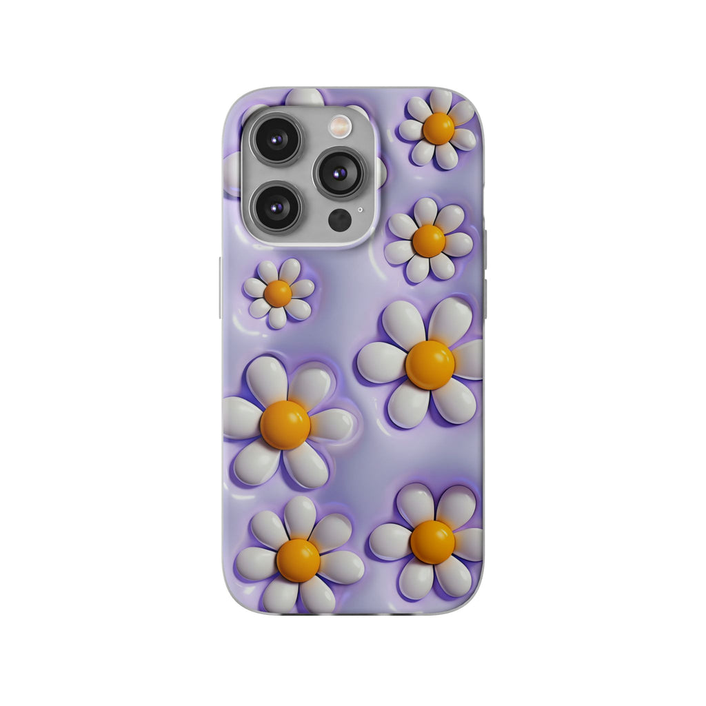 Purple 3D Daisy Phone Case – Cute Floral iPhone Flexi Case