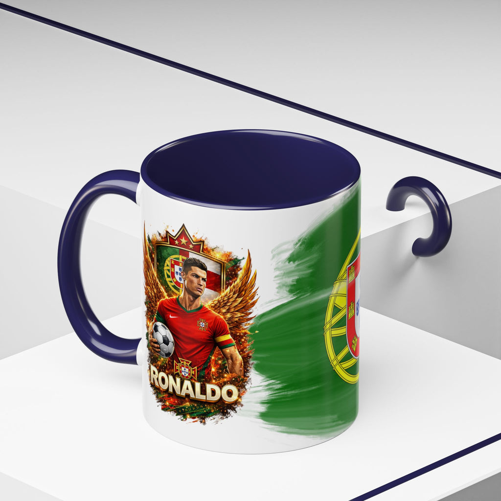 Portugal Flag Accent Coffee Mug — Painted Portuguese Crest Design (11/15oz)