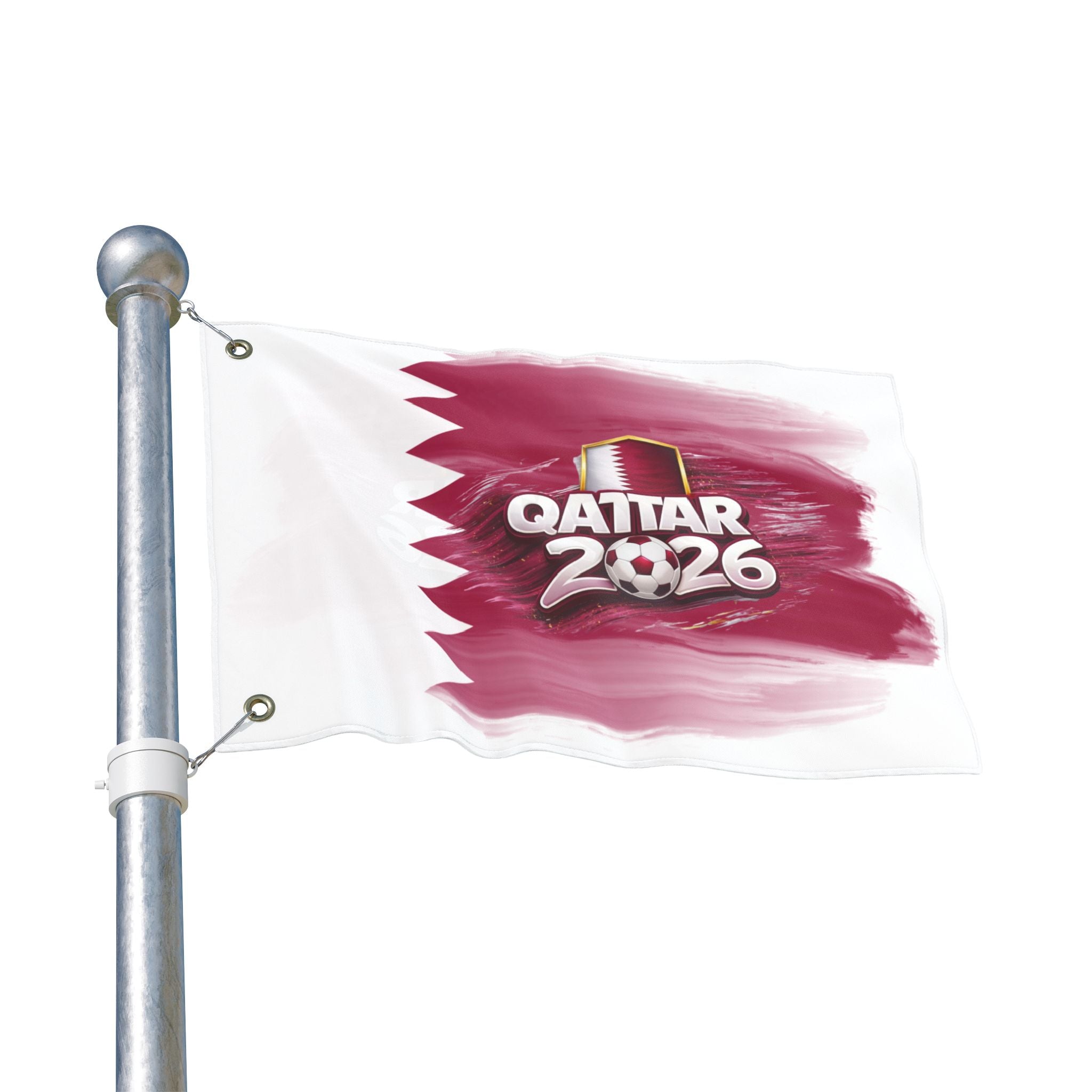 Qatar 2026 Soccer Flag — Double-Sided Football Fan Banner