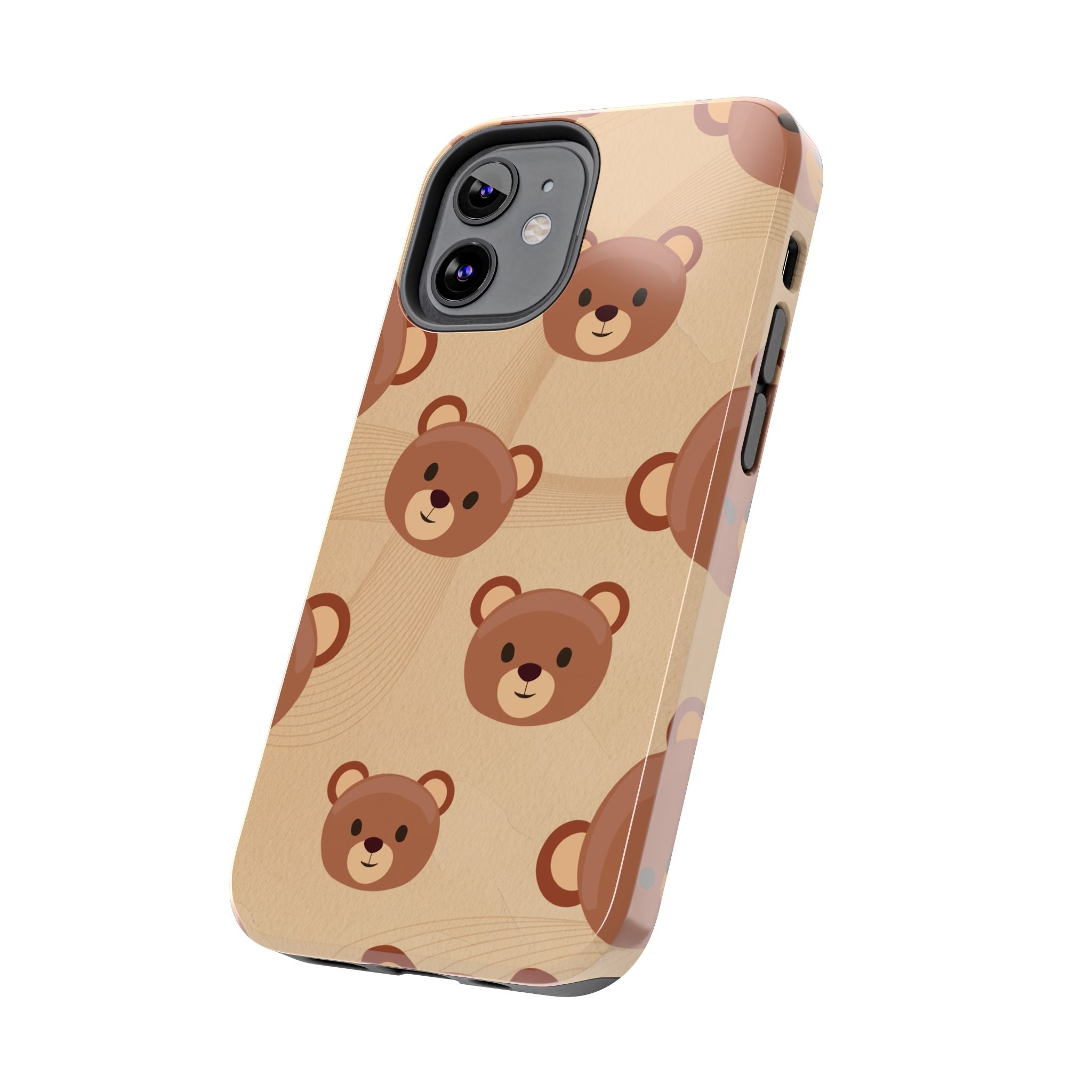 Bear Pattern Tough Phone Case — Cute Brown Bear Protective Phone Cover
