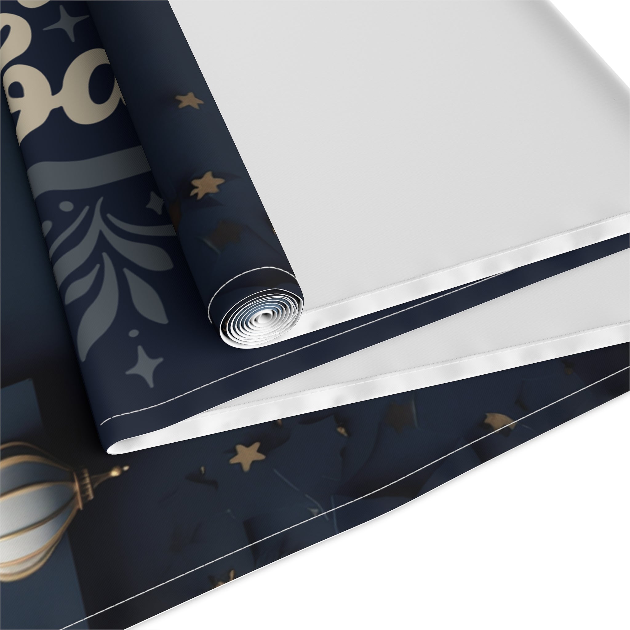 Eid Mubarak Table Runner — Elegant Gold Lantern Ramadan Decor