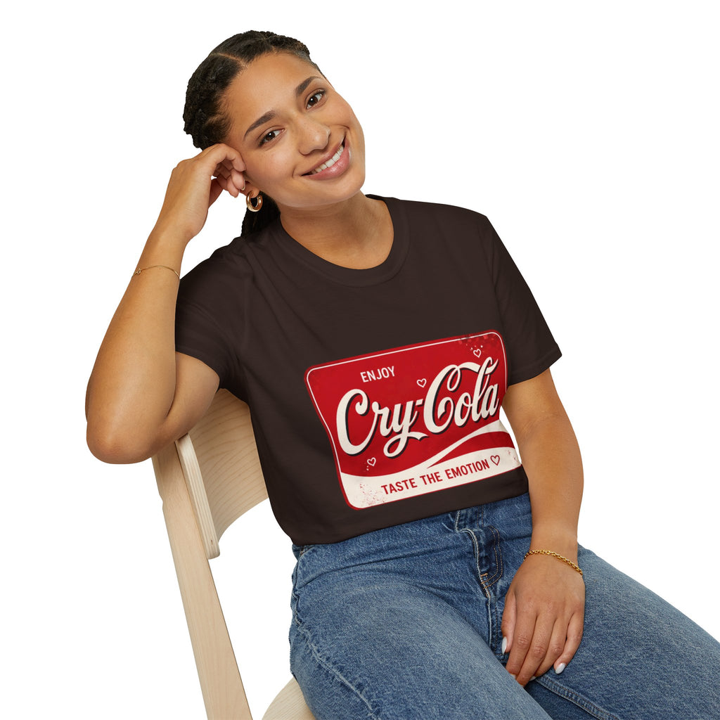 Cry-Cola Vintage Logo T-Shirt — "Taste the Emotion" Retro Soda Tee