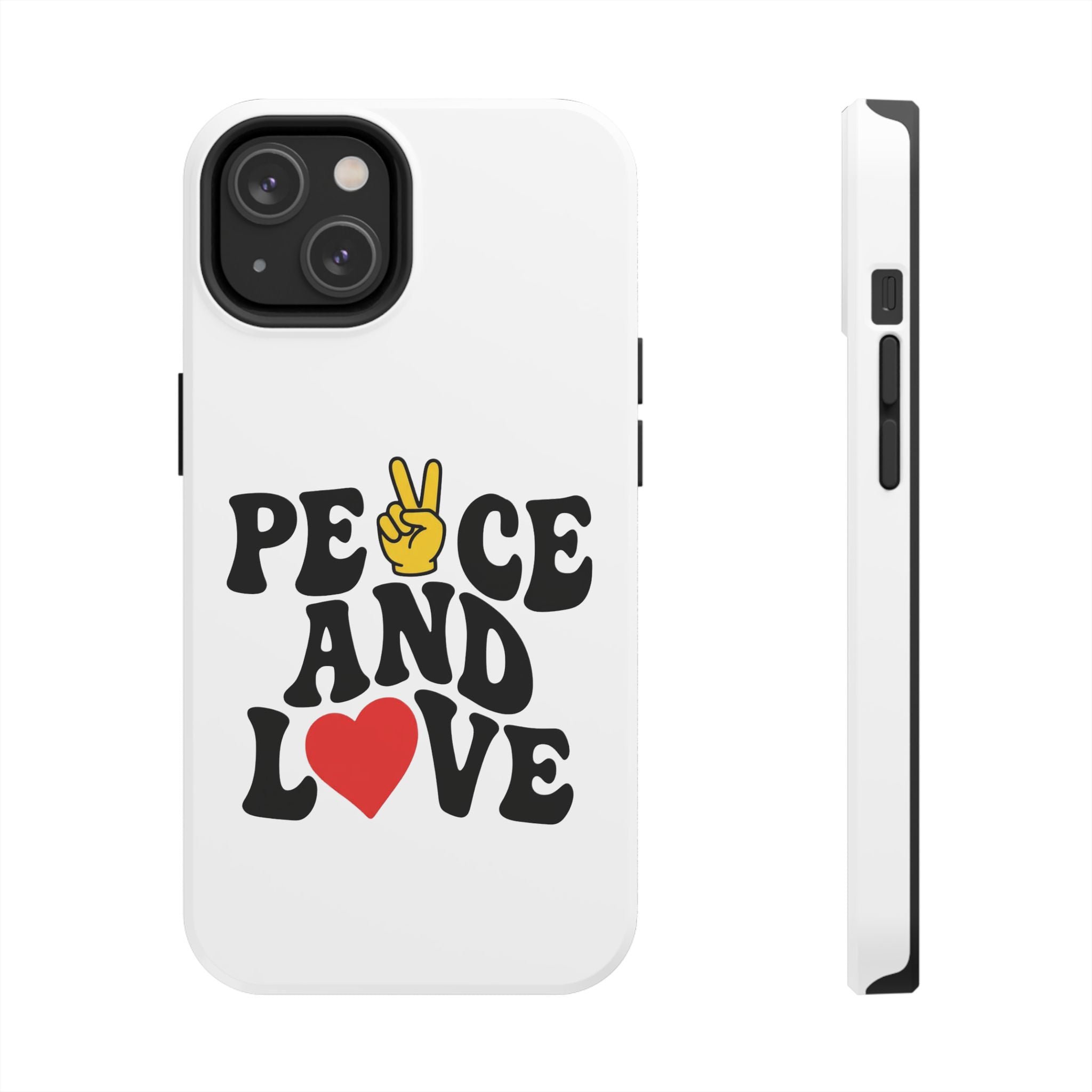 Peace and Love Tough Phone Case — Retro Peace Sign & Heart Protective Cover
