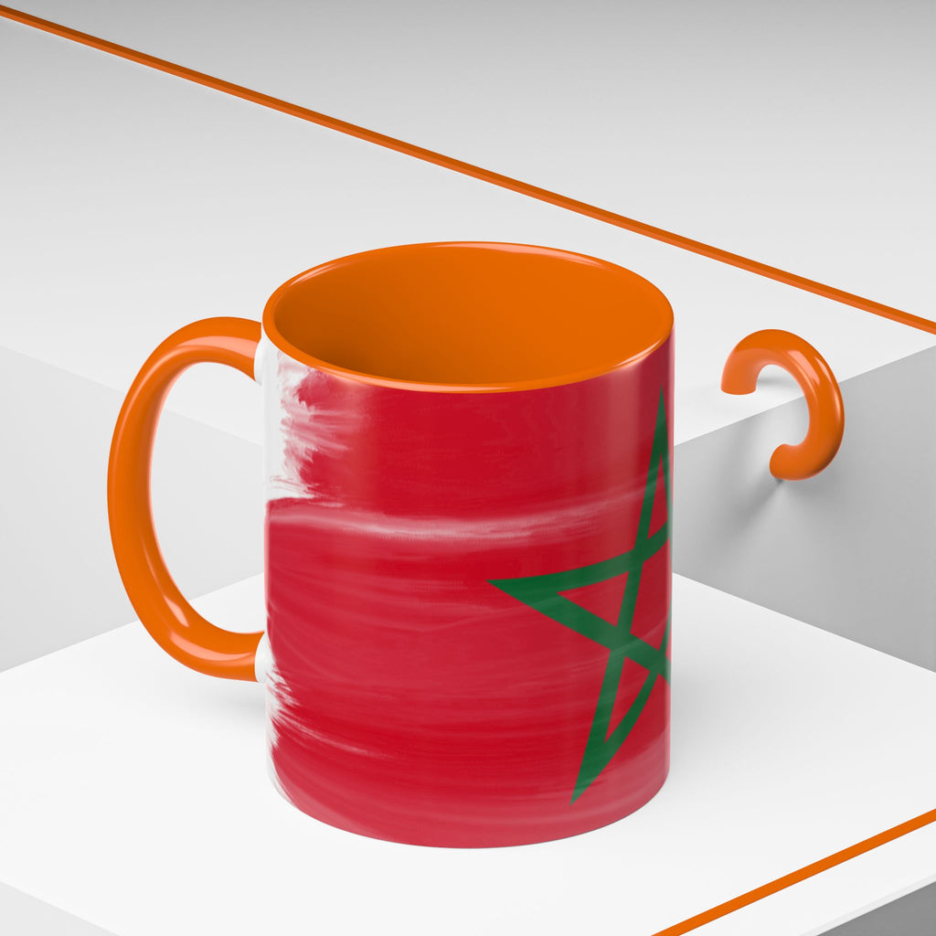 Morocco Flag Accent Coffee Mug — Red & Green Moroccan Star Design (11/15oz)