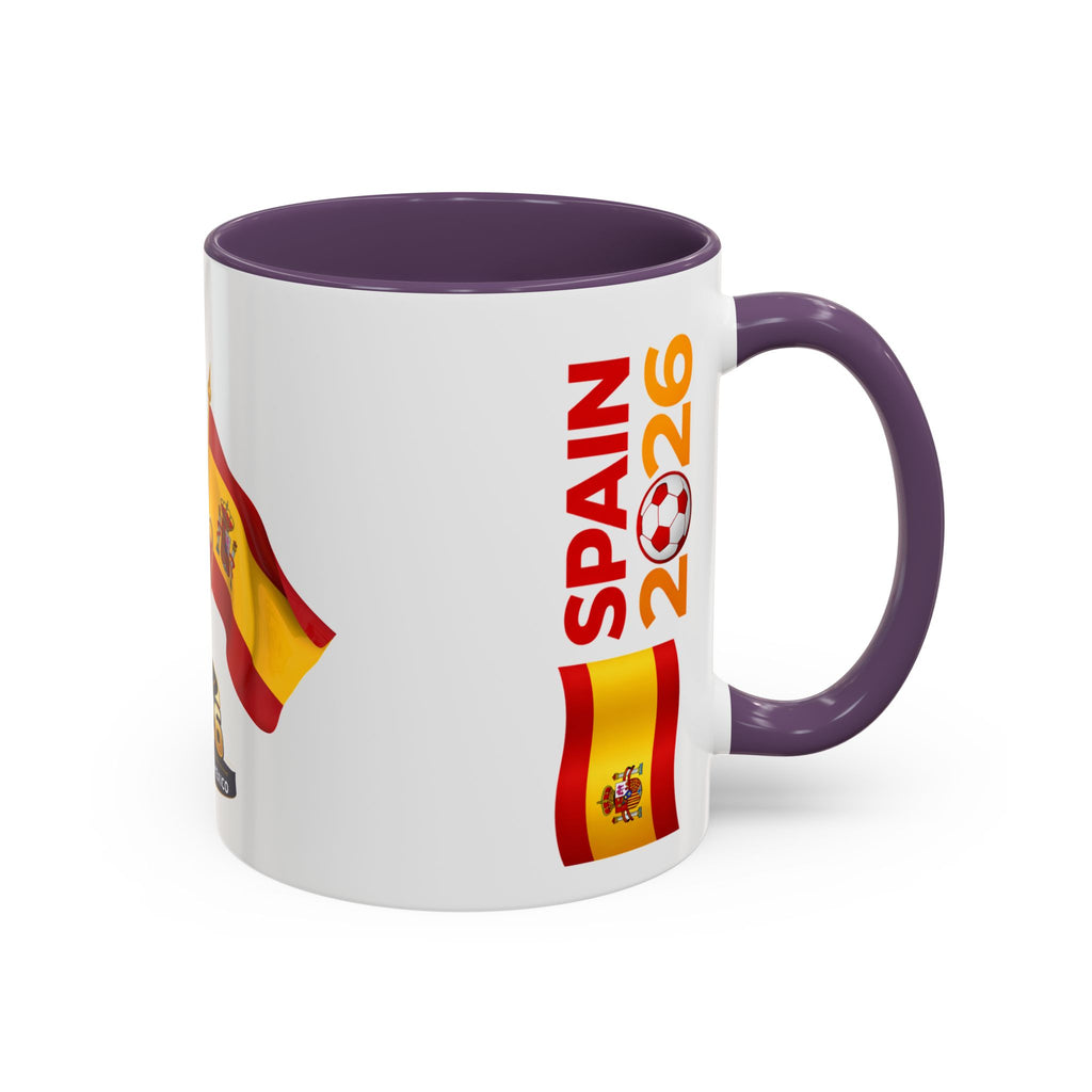 Spain 2026 Soccer Trophy Accent Coffee Mug — Spain Flag Football Fan Gift (11/15oz)