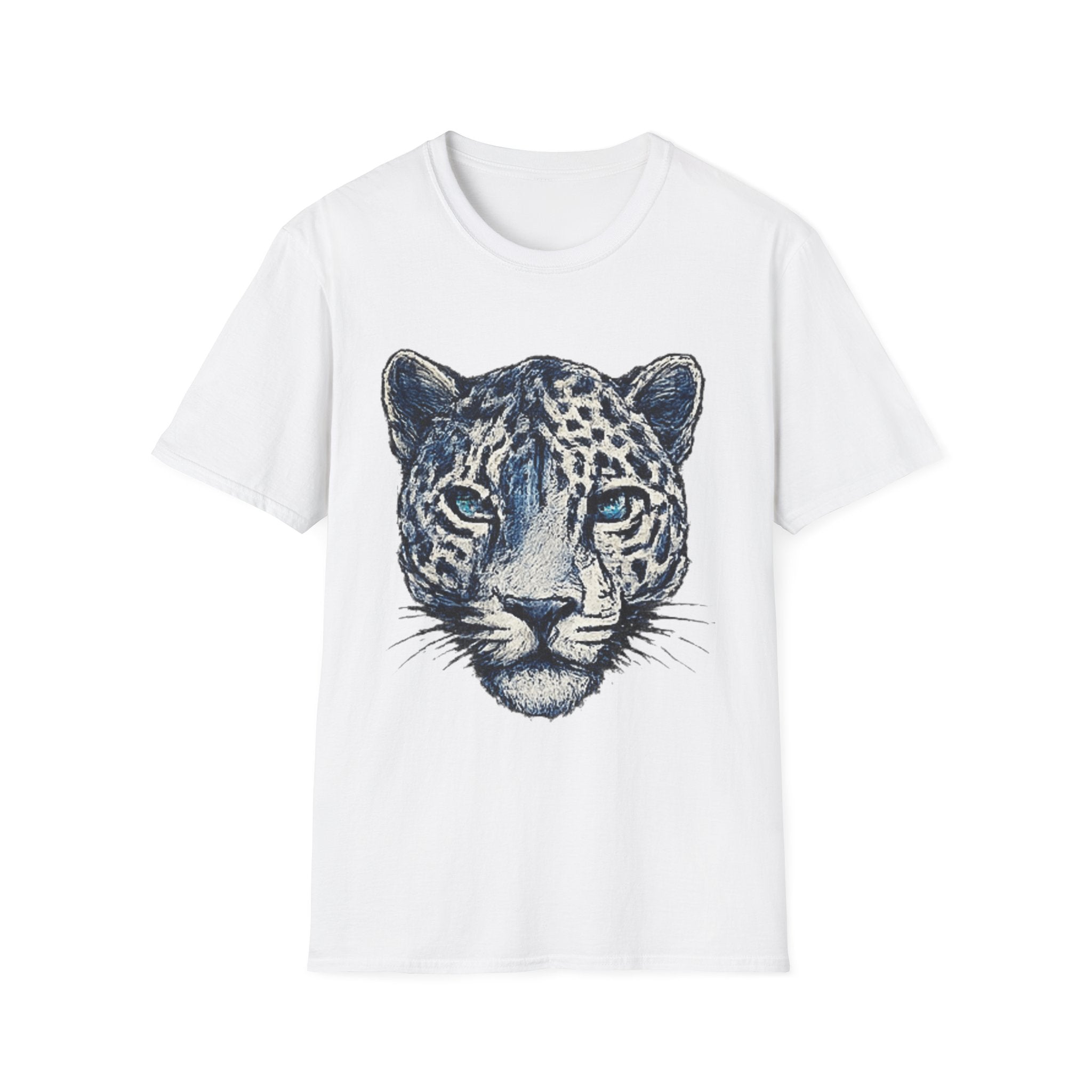 Leopard Face T-Shirt — Realistic Blue-Eyed Big Cat Graphic Tee