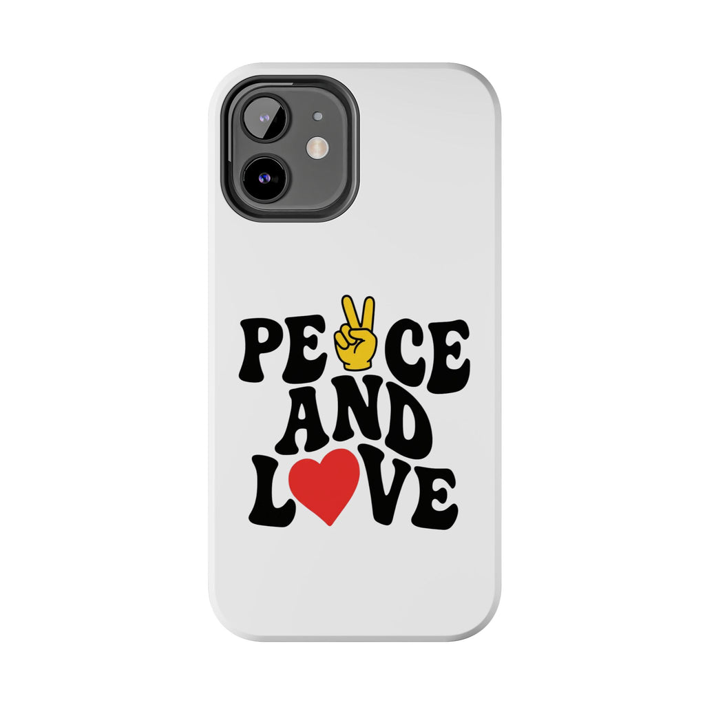 Peace and Love Tough Phone Case — Retro Peace Sign & Heart Protective Cover
