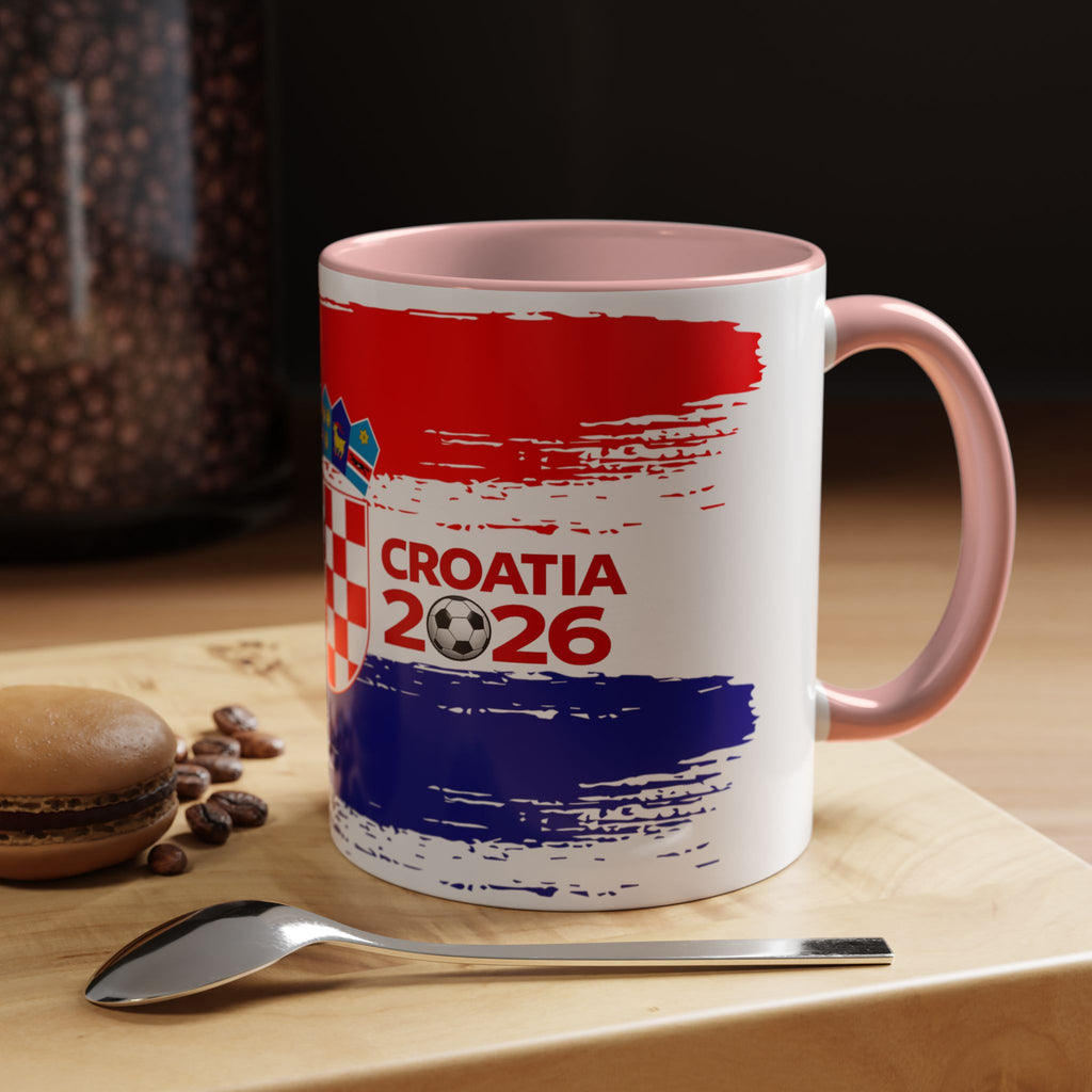 Croatia 2026 Accent Coffee Mug – Red White Blue Crest Soccer Fan Gift