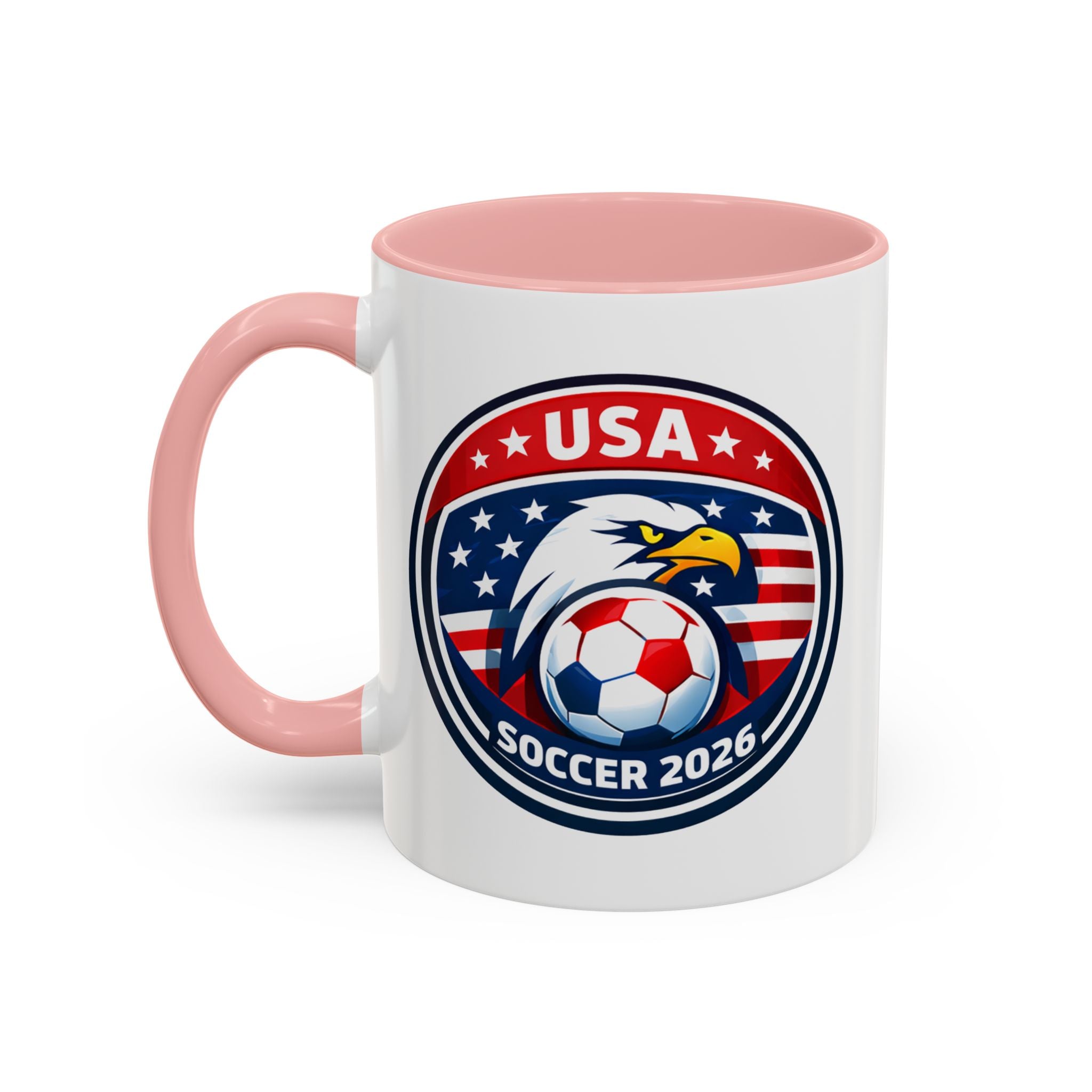 USA Soccer 2026 Accent Coffee Mug — Eagle & Flag Soccer Team Fan Gift (11/15oz)
