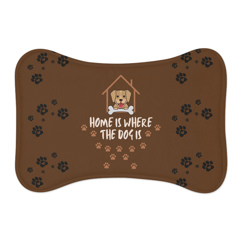 Pet Feeding Mat — "Home Is Where The Dog Is" Paw Print Food & Water Placemat