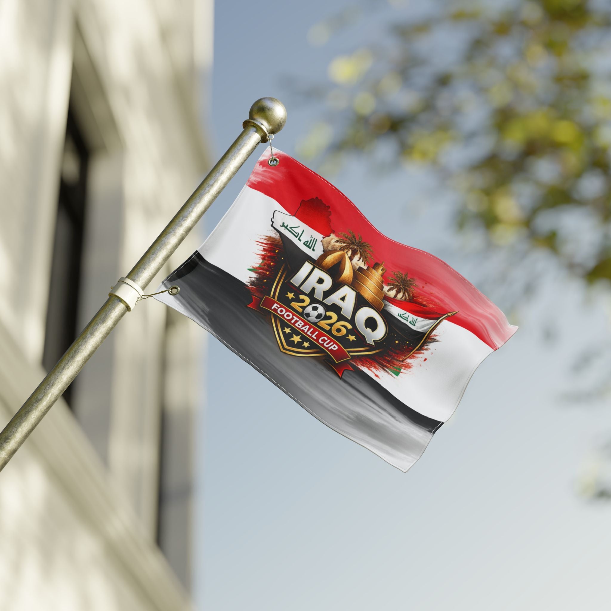 Iraq 2026 Football Cup Double-Sided Flag — National Team Support Banner