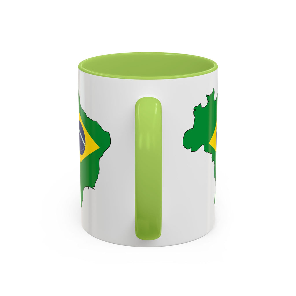Brazil Map Coffee Mug — Brazilian Flag Accent 11/15oz