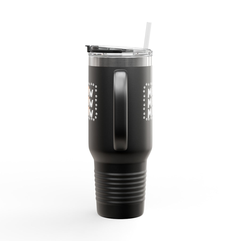 40oz Insulated Travel Mug — Red "MEOW MEOW" Cute Cat Paw Design