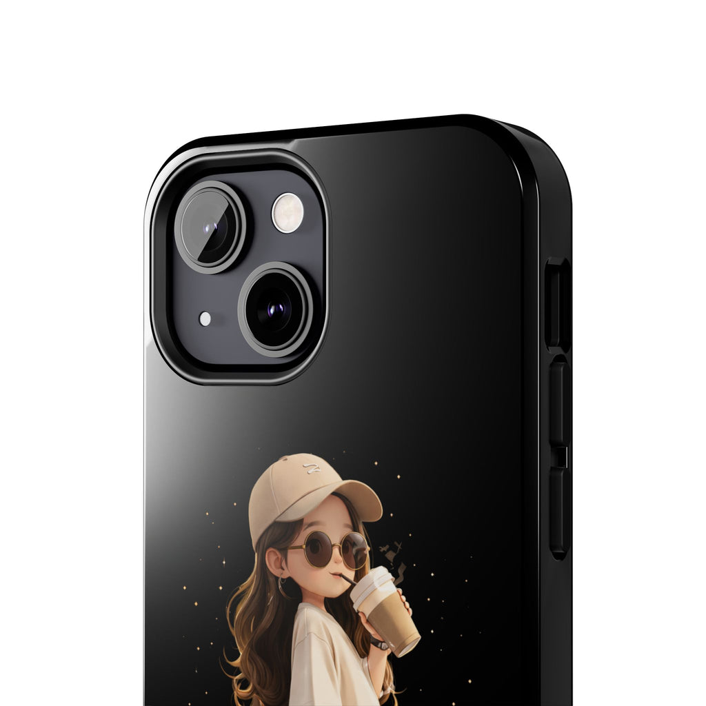 Phone Case — 'Running on Coffee' Cute Coffee Girl Protective Case