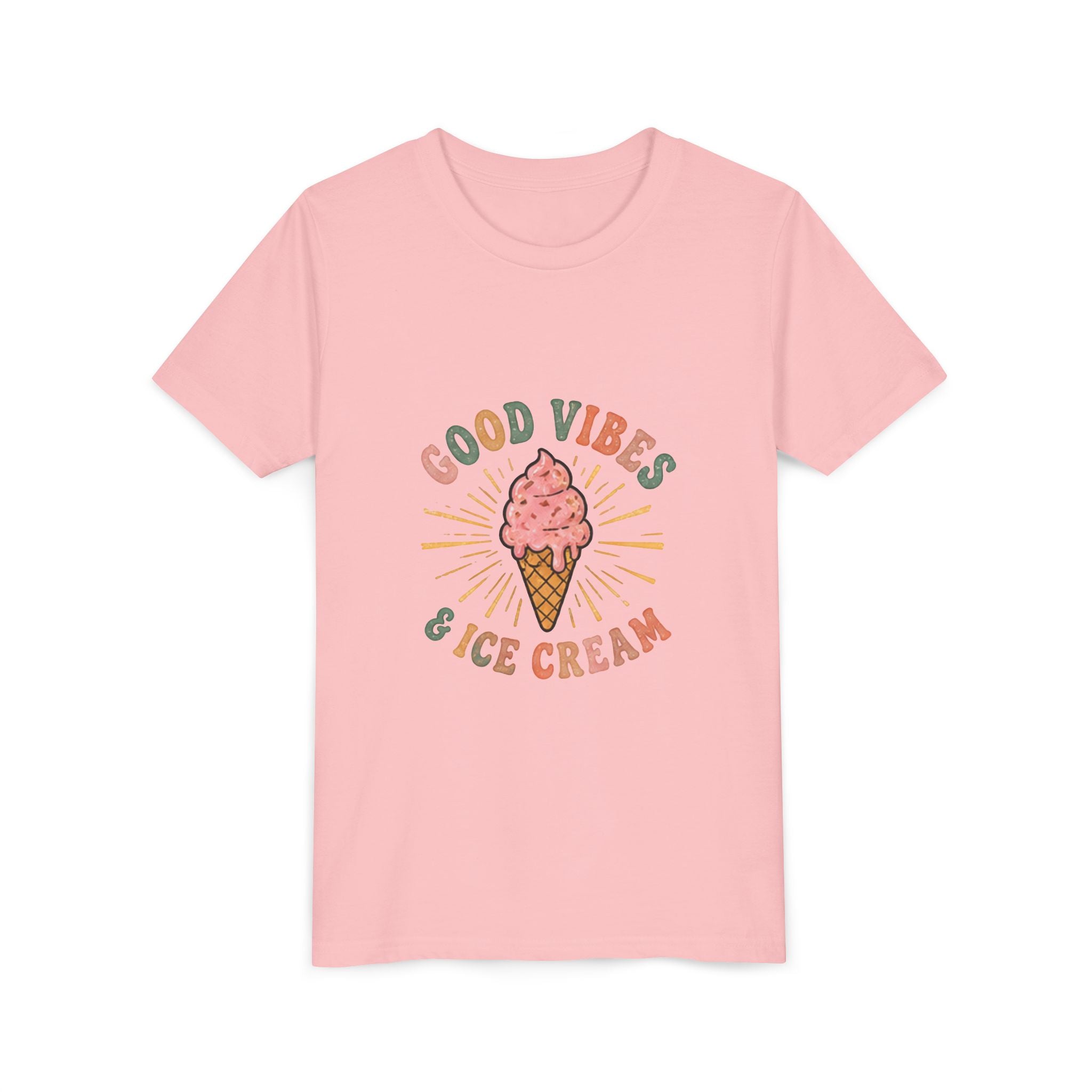 Youth Tee — "Good Vibes & Ice Cream" Cute Ice Cream Graphic Shirt