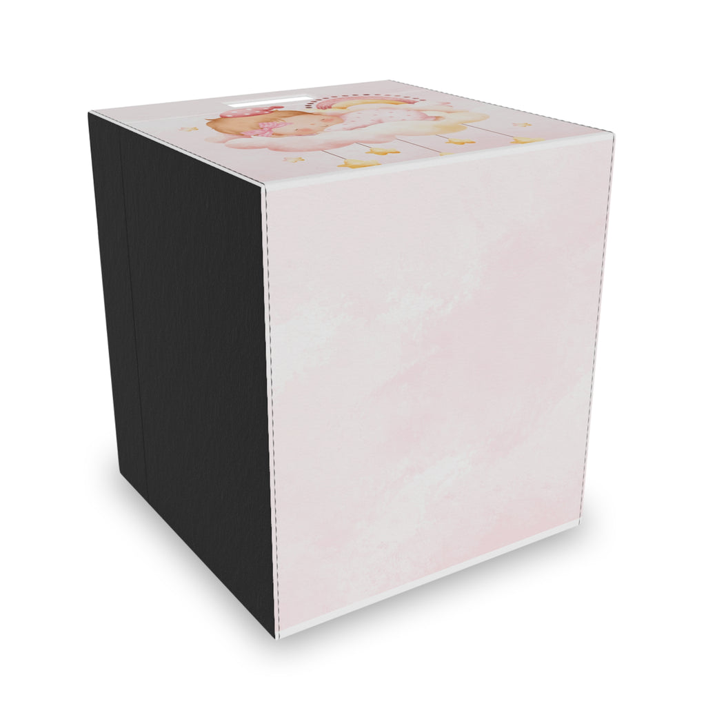 Baby Girl Nursery Felt Storage Box – Pink Sleeping Cloud Organizer