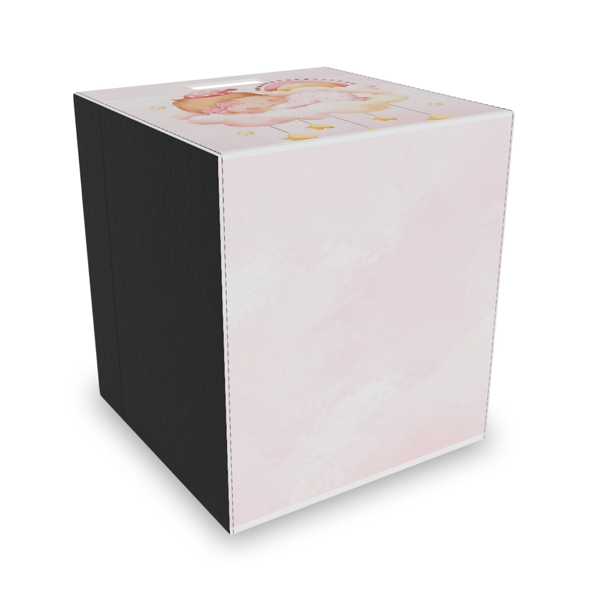 Baby Girl Nursery Felt Storage Box – Pink Sleeping Cloud Organizer