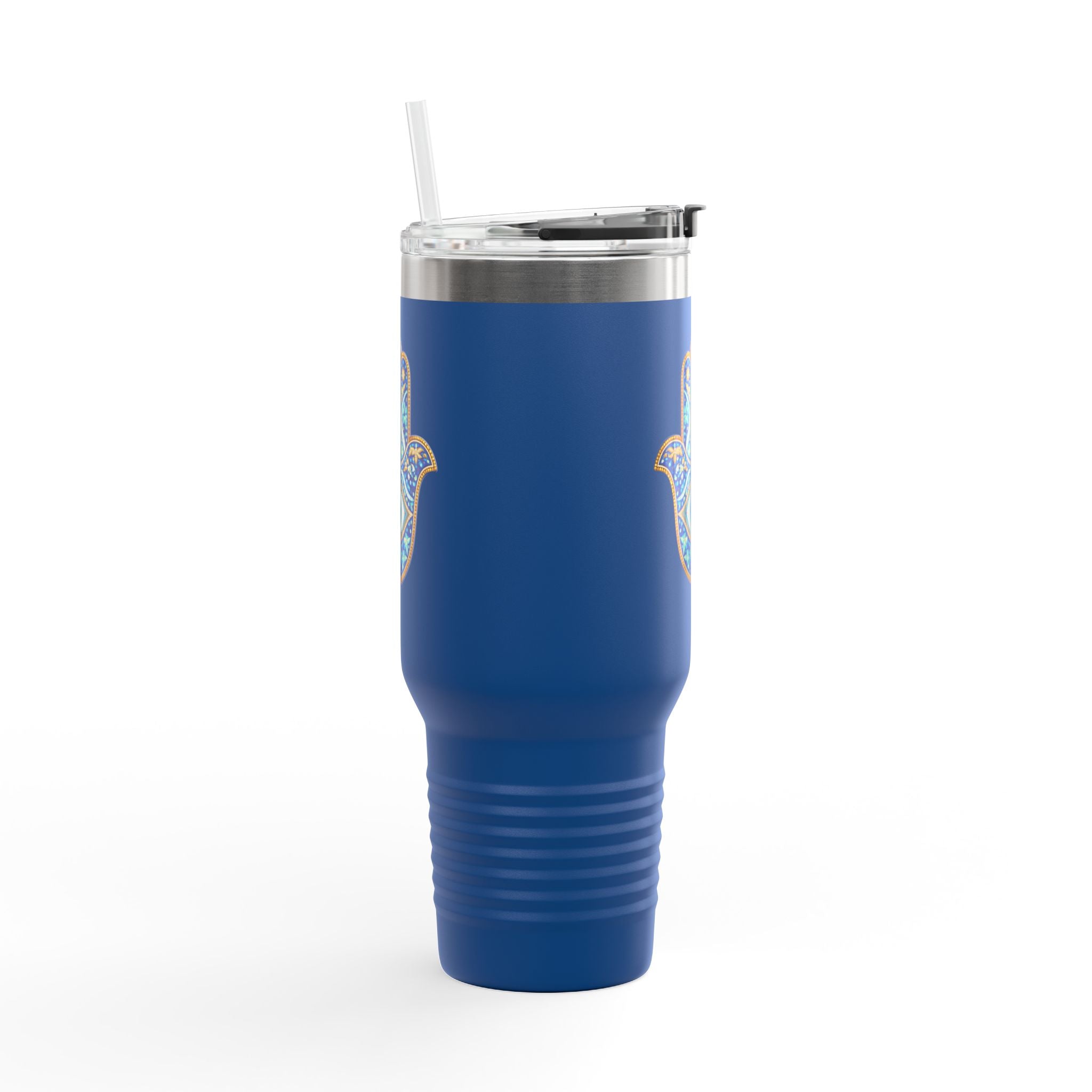 Hamsa Hand 40oz Insulated Travel Mug — Blue Evil Eye Tumbler