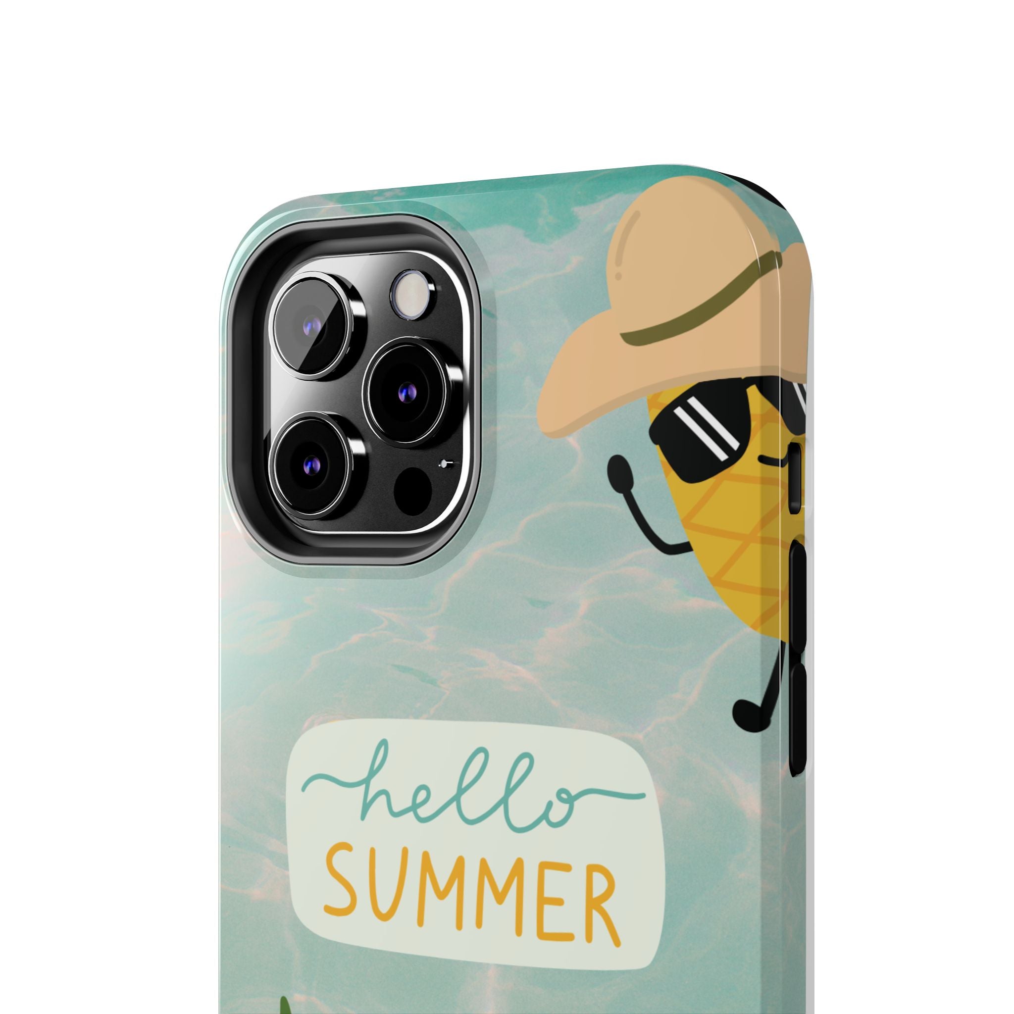 Hello Summer Tough Phone Case - Cute Pineapple & Oranges Beach Design