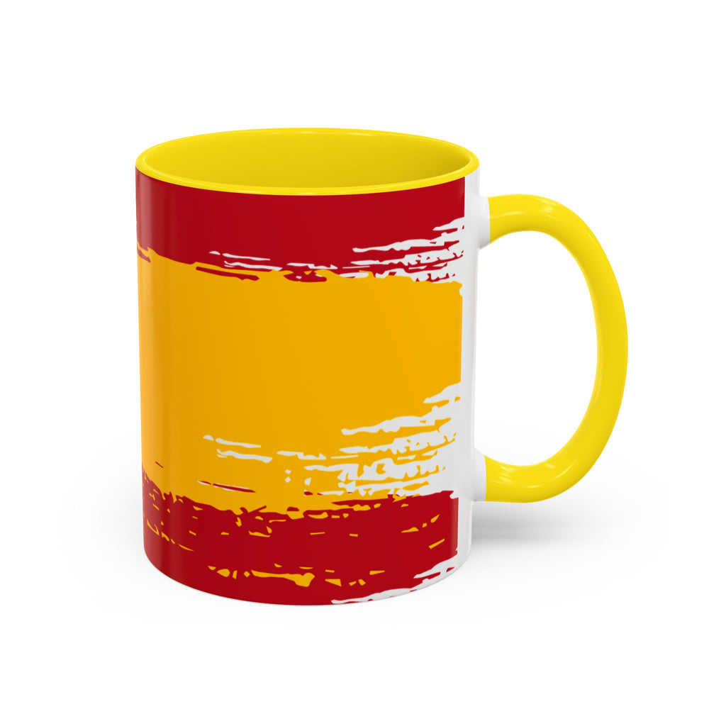 Spanish Flag Accent Coffee Mug – Bold Red & Gold Brushstroke Ceramic Mug