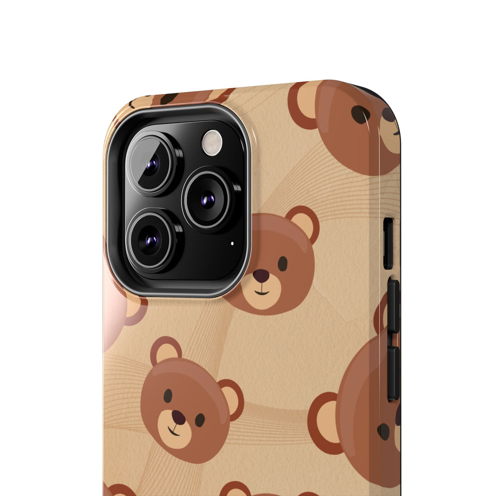 Bear Pattern Tough Phone Case — Cute Brown Bear Protective Phone Cover