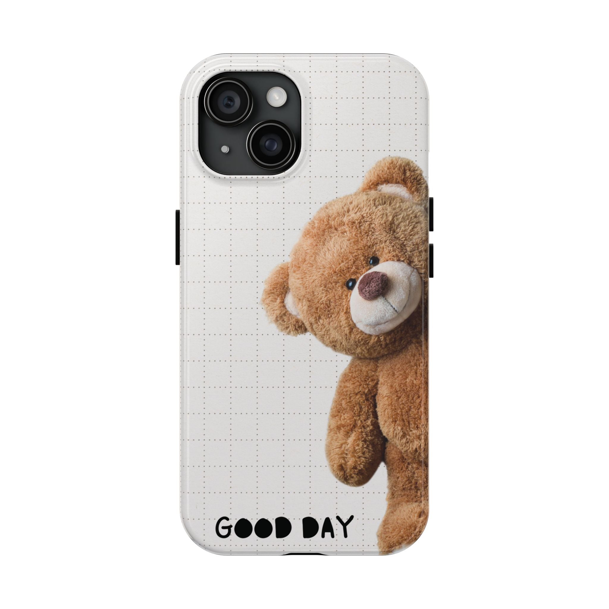 Teddy Bear Tough Phone Case — Cute Plush Peeking Design, Protective Shockproof Cover