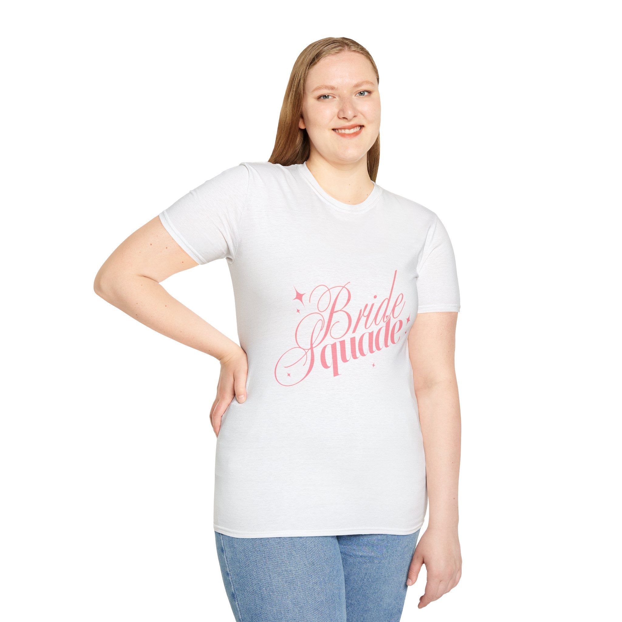 Bride Squad T-Shirt - Pink Script Bachelorette Party Tee