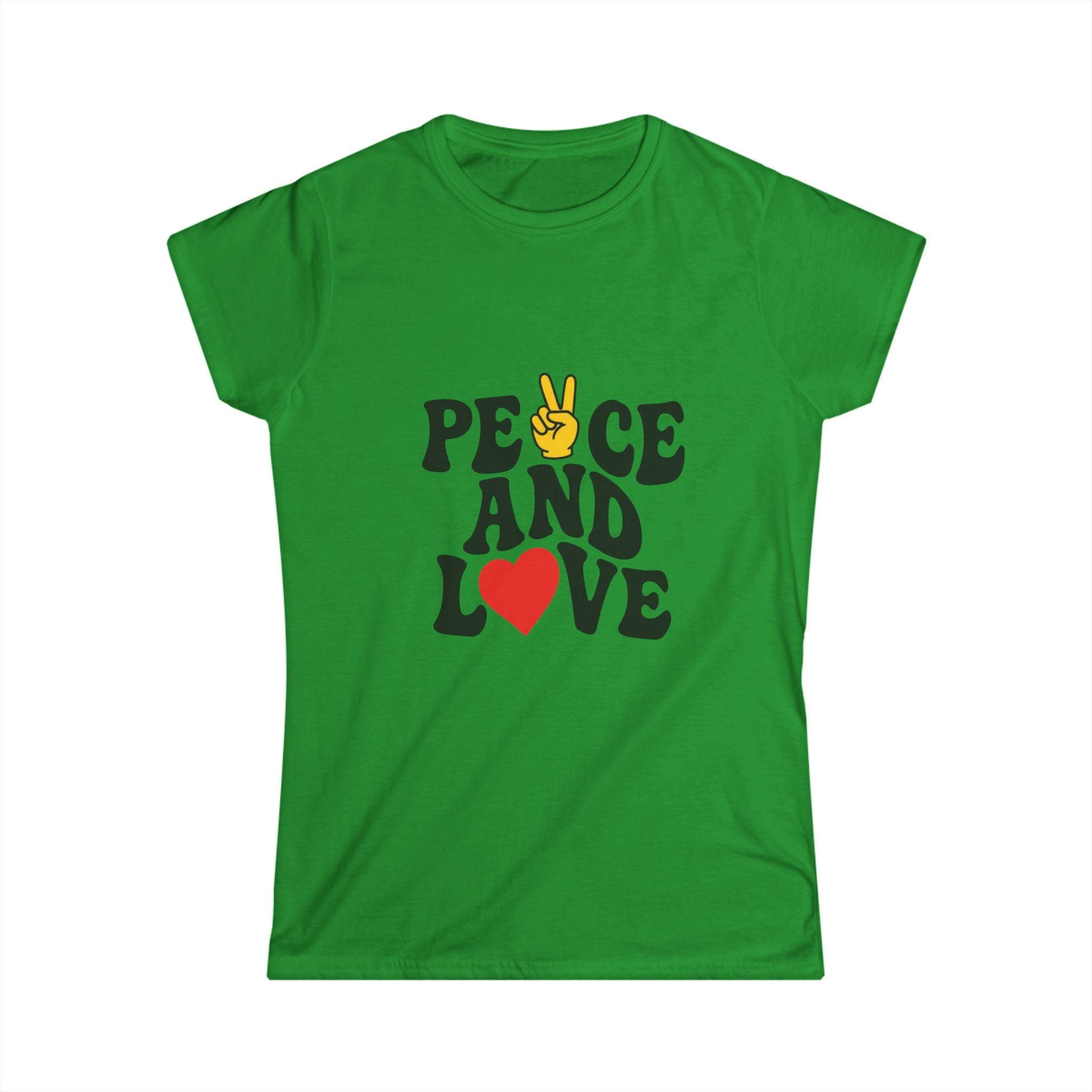 Peace and Love Women's Tee — Retro Heart & Peace Sign Graphic
