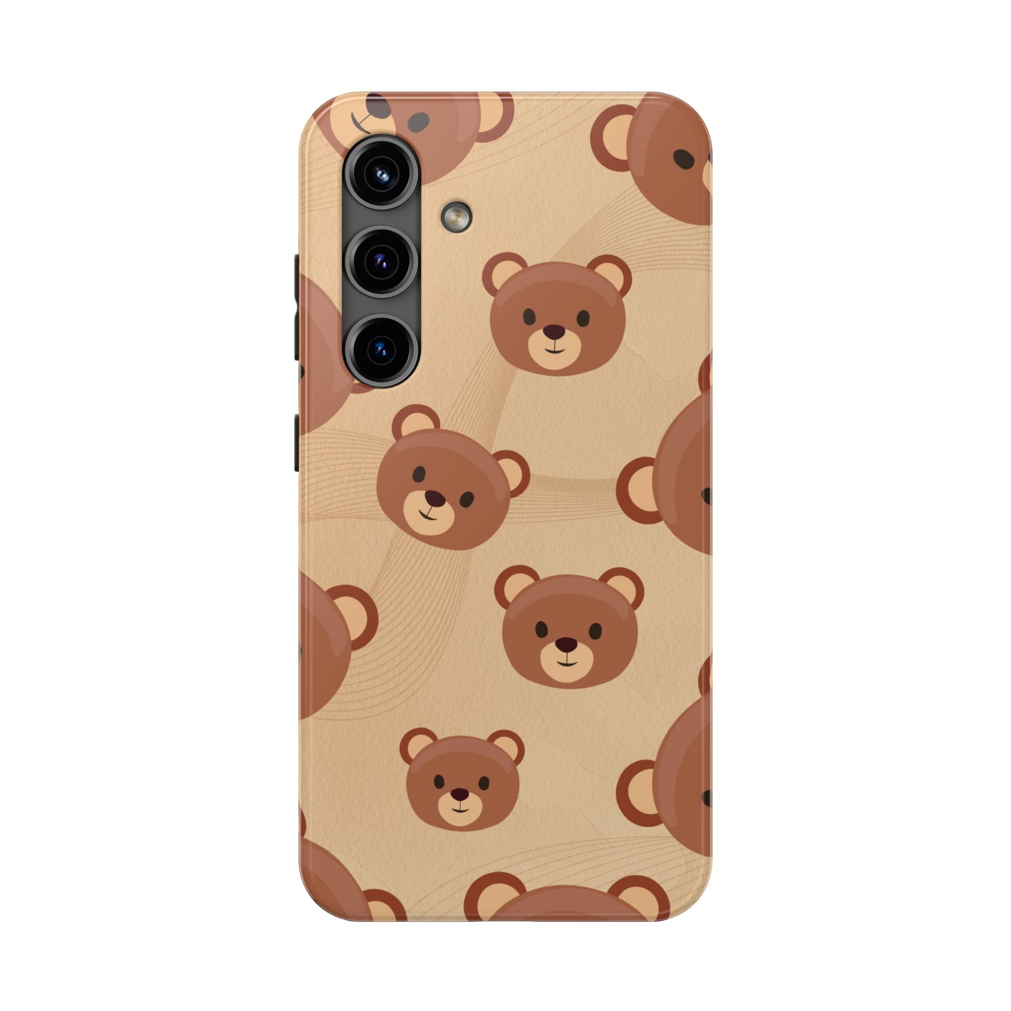 Bear Pattern Tough Phone Case — Cute Brown Bear Protective Phone Cover