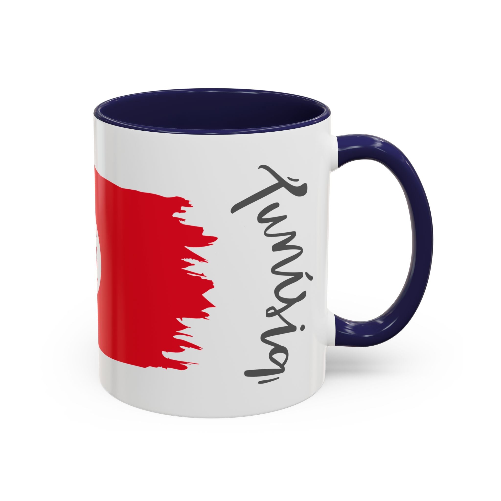 Tunisia Flag Accent Coffee Mug – Red Brushstroke Design (11/15oz)