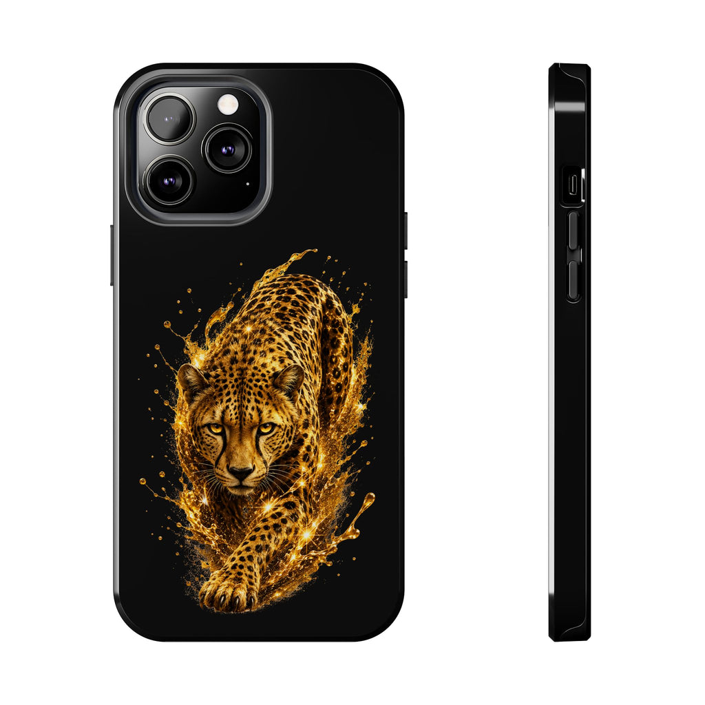 Golden Cheetah Tough Phone Case — Fierce Splash Design, Protective iPhone Cover