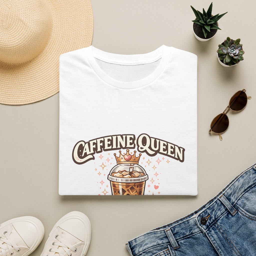 Caffeine Queen Iced Coffee Graphic T-Shirt | Coffee Lover Tee