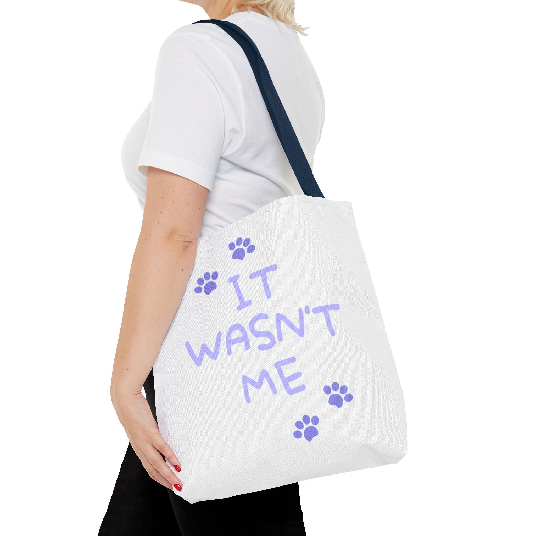 Cat Paw Print Tote — "It Wasn't Me" Funny Cat Tote Bag