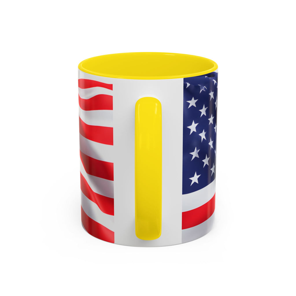 American Flag Accent Coffee Mug — Patriotic USA Stars & Stripes Ceramic Mug (11/15oz)