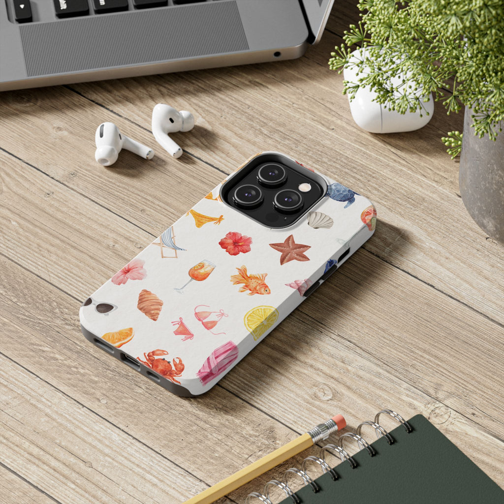 Summer Seashells Pattern Tough Phone Case — Beach Vacation Phone Cover