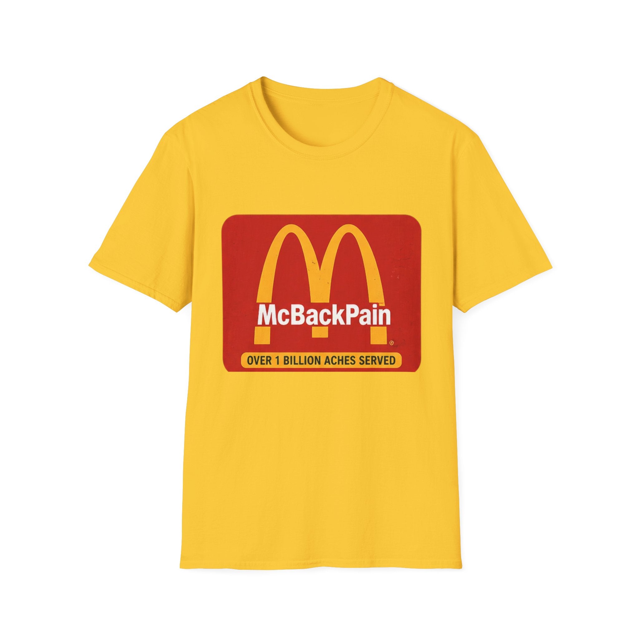 McBackPain Graphic T-Shirt — Funny Fast Food Parody Tee